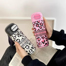 Axyaa Leopard Print Stainless Steel Tumbler with Straw -  Luxury Thermal Coffee Cup