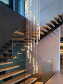Axyaa Modern LED Crystal Chandelier for High Ceilings and Staircases