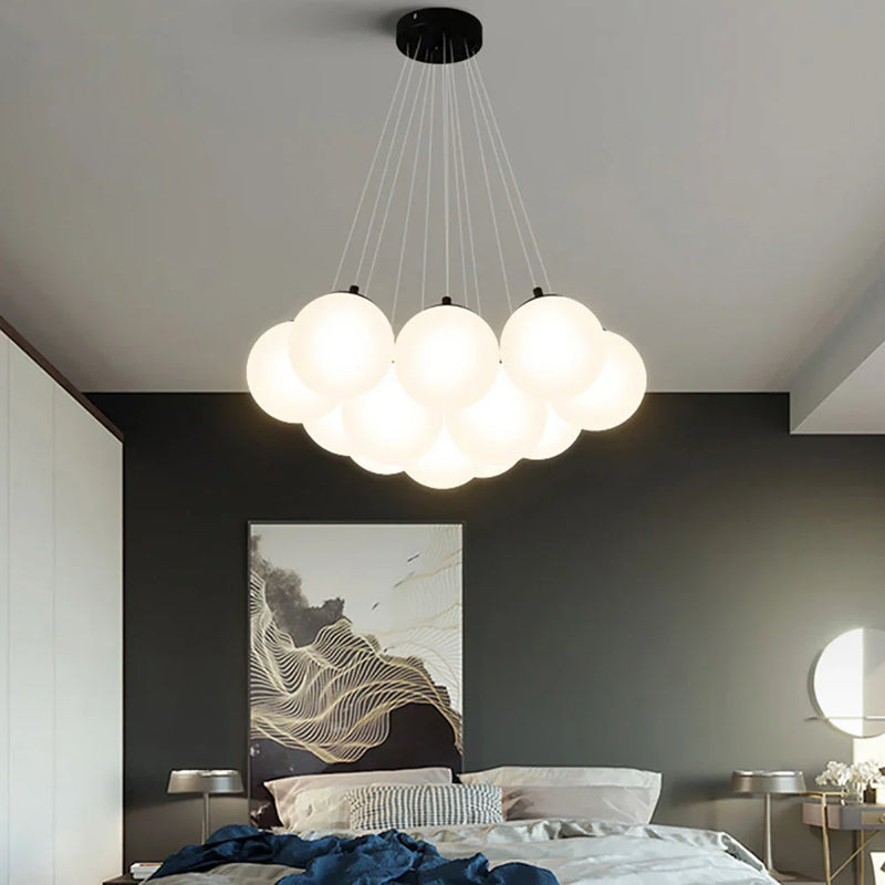 Axyaa Modern Nordic Bubble Glass Ball Pendant Chandelier for Living Room and Kitchen