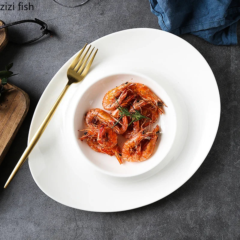 Axya Irregular Solid Color Ceramic Plate Set for Tableware and Snacks
