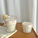 Axyaa Kawaii Glass Cup Bowknot Design for Drinks & Desserts