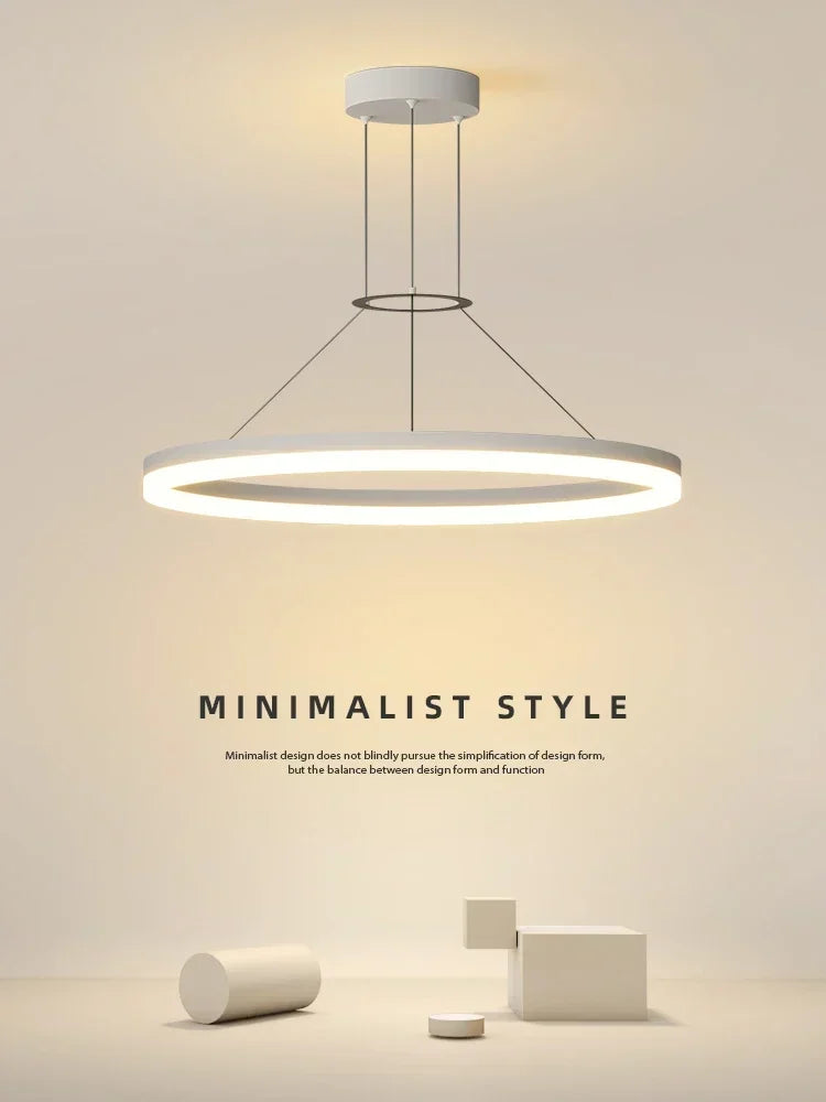 Axyaa Black Ring LED Pendant Lamp for Modern Minimalist Living Spaces