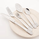 Axyaa 16pcs Retro Silver Stainless Steel Dinnerware Set with Creative Carving