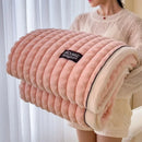 Axyaa Gold Mink Grid Blanket: Multi-functional Office, Car, & Nap Shawl