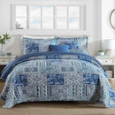 Axyaa Floragrid Blue Quilt Bedding Set: Lightweight & Reversible Comforter for All Season