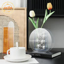 Acrylic Round Vase by Axyaa: Transparent Geometric Plant Pots for Stylish Room Decor