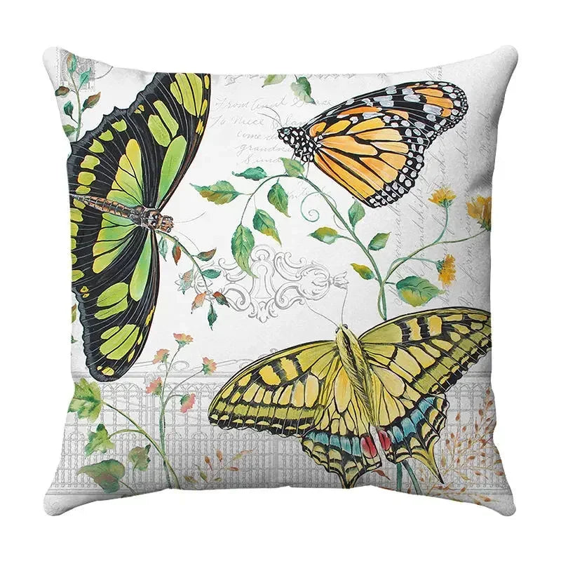 Axyaa Butterfly Print Cushion Cover 45x45cm - Farmhouse Stylish Home Decor Pillow Cover