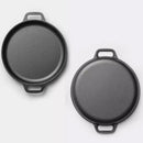 Axyaa Korean Round Grill Pan Non-Stick Pork Belly Barbecue Tray - Cast Iron, Induction & Gas Compatible