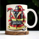 Axyaa Custom Firefighter Name & Badge Ceramic Mug - 11oz Porcelain