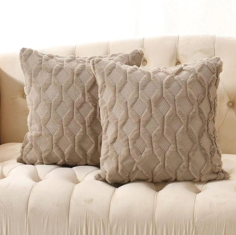 Axyaa Beige Throw Pillow Cover 45x45cm - Solid Decorative Cushion for Sofa and Bedroom