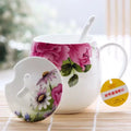 Axyaa Floral Rose Bone  Thermos Tumbler Mug - Tea for One Cup - Large Mug