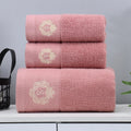 Axyaa Luxury Embroidered Cotton Towels Set - 3 Pieces