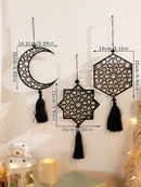 Wooden Ramadan Ornaments with Tassels - Axyaa Eid Mubarak Decor