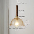Axyaa Modern Ceramic Walnut Copper LED Pendant Light Chandelier