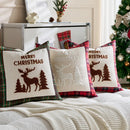 Axyaa Christmas Plaid Elk Pillow Cover Embroidered Jacquard Sofa Cushion