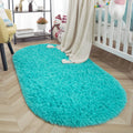 Axyaa Grey Plush Oval Area Rug for Living Room, Bedroom, or Nursery