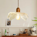 Axyaa Walnut Wood Glass LED Pendant Light - Modern Nordic Kitchen Living Room Lamp