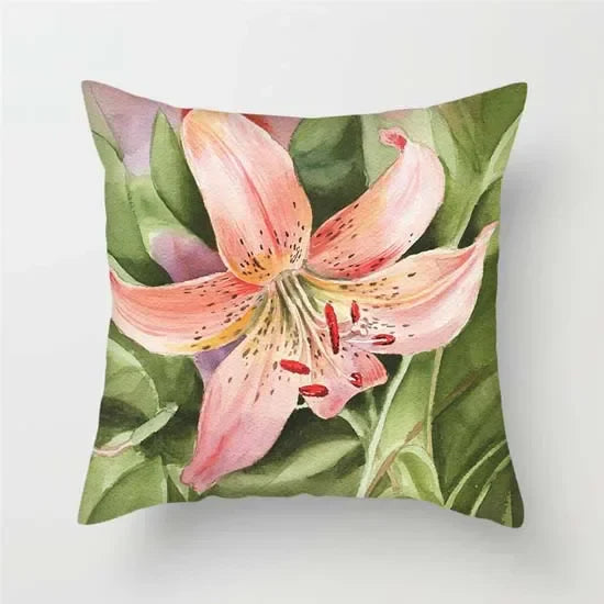 Axyaa Pink Floral Polyester Throw Pillow Cover 45X45cm