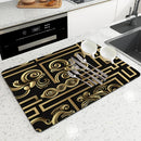 Axyaa Non-slip Dish Drying Mat: Heat Resistant, Absorbent, Ethnic Lines Design