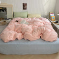 Axyaa Washed Cotton Bedding Set: Duvet Cover, Pillowcase, Top Sheet