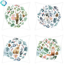Axyaa Cartoon Animals Garland Pattern Pillow Cover for Home Sofa Decor 45X45cm