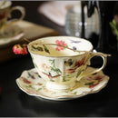 Axyaa Ceramic Flower Bird Coffee Mug | Vintage Gold Border Tea Cup
