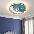 Axyaa Unicorn Rocket Round Ceiling Light for Kids' Room, Study, and Bedroom