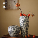 Axyaa Retro Blue White Porcelain Vases Living Room Decor Ornaments