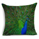 Axyaa Peacock Feather Linen Cushion Cover 45x45cm for Sofa Bed Decor