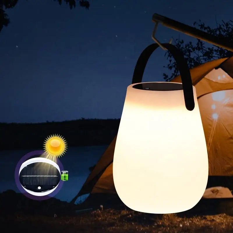 Axyaa Solar Camping Lantern: Rechargeable LED Table Lamp with Silicone Handle