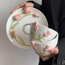 Axyaa Ceramic  Tulip Cup Set for Afternoon Tea and Coffee Mug