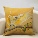 Axyaa Bird Parrot Sofa Cushion Cover 45x45cm Linen Pillowcase for Home & Hospitality
