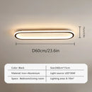 Axyaa Oval LED Ceiling Light for Bedroom Porch Living Room: 40/60/80cm Black