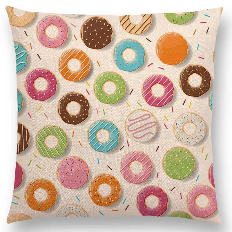 Axyaa Chocolate Candy Donuts Ice Cream Cushion Cover Party Throw Pillow Case