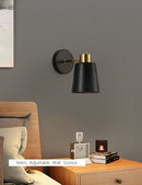 Axyaa Adjustable Wall Sconce LED Lamp for Bedroom Study, Vintage Black Brass Fixtures