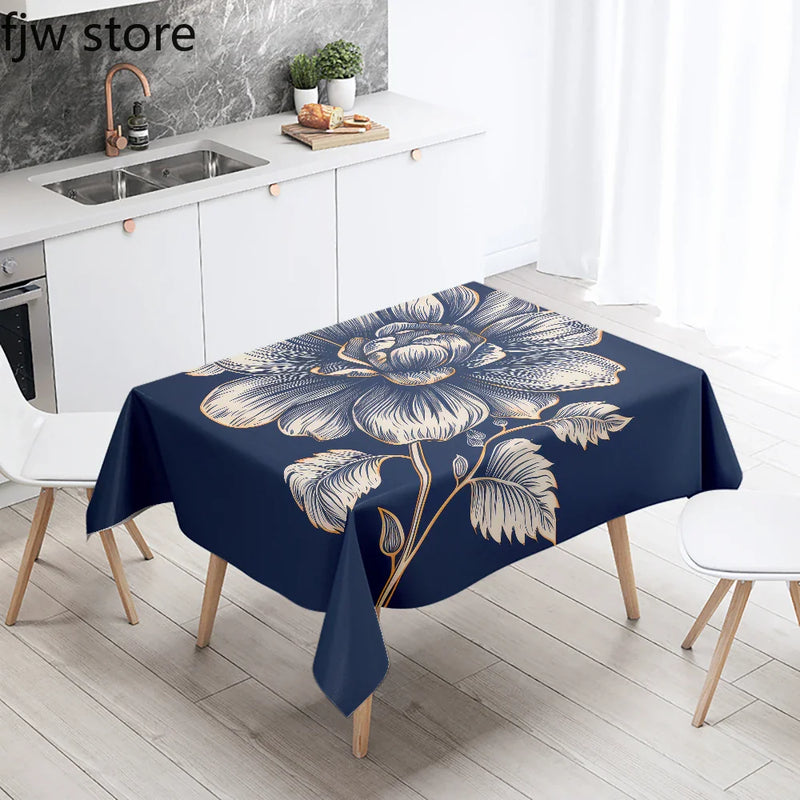 Tropical Plant Printed Waterproof Table Cloth for Kitchen & Restaurant by Axyaa