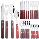 Axyaa 16/24Pcs Wood Handle Stainless Steel Cutlery Set - Kitchen Tableware