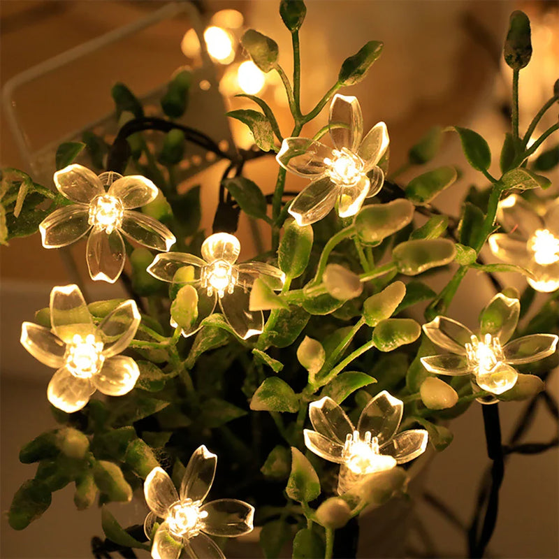 Axya Solar String Flower Lights - Outdoor Waterproof Fairy Decor for Garden, Yard, Christmas Tree