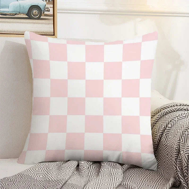 Axyaa Checkerboard Pillow Cases 45x45 Set of 2 Decorative Cushion Covers