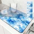 Axyaa Watercolor Abstraction Drying Mat - Non-Slip Absorbent Placemat for Kitchen Counter