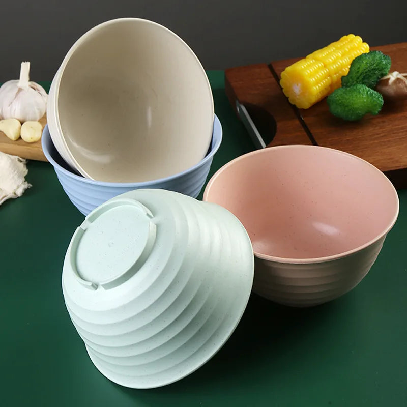 Axyaa 17cm Round Wheat Straw Noodle Bowl - Creative Kitchen Tableware