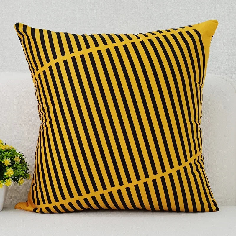 Axyaa Black Yellow Alphabet Letter Cushion Cover - Square Polyester Pillow Case