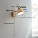 Axyaa Globe Ceramic LED Wall Lights Wood Sconce with Pull Chain Switch