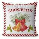 Axyaa Christmas Candy Cane & Bell Prints Cushion Cover for Sofa, Bedroom, Car