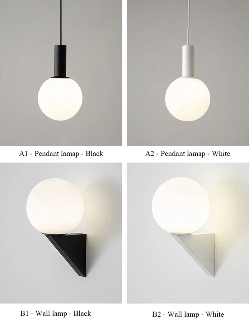 Axyaa Nordic Design Black White Pendant Lights - Modern Minimalist Wall Lamp with LED G9 Bulb