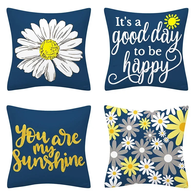 Flower Letter Print Cushion Cover for Stylish Home Decor by Axyaa