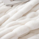 Axyaa Faux Fur Throw Blanket, Double Side Ruched Rabbit Fur, Soft Cozy Mink Blanket