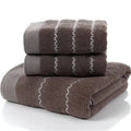 Axyaa 3-Piece Waffle Towel Set: 1 Bath, 2 Hand Towels - Cream