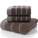 Axyaa 3-Piece Waffle Towel Set: 1 Bath, 2 Hand Towels - Cream
