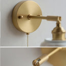 Axyaa Ceramic Copper LED Wall Lights with Pull Chain Switch for Bedroom Reading